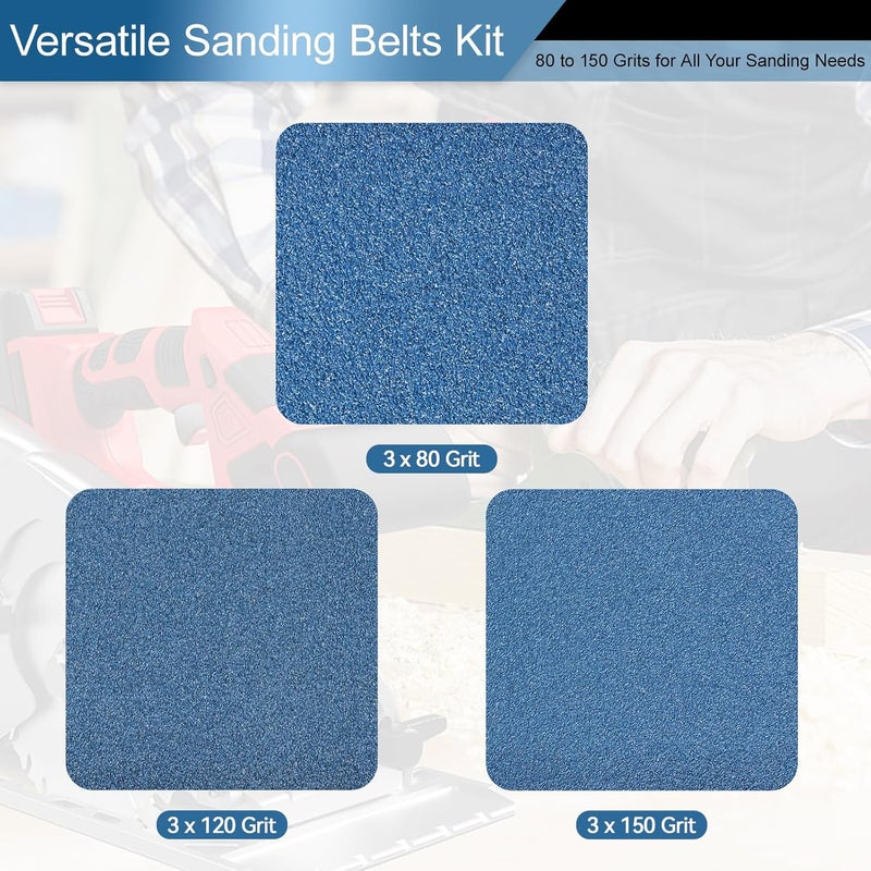 Aolabela 6x48 Inch Sanding Belts 9 Pcs 3 Grits Sizes (3 Each of 80/120/150 Grits) Heavy Duty Belt Sander Zirconia Belt Sander Paper for Wood, Metal, Stainless Steel, Cars, and Furniture - Image 3